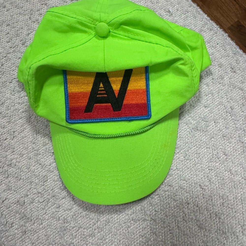 Aviation Nation Neon Green Rope Hat Retro Patch Adjustable Cap - Picture 5 of 5